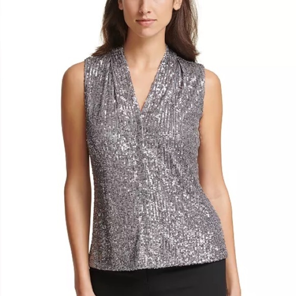 Calvin Klein V-neck sequin sleeveless top - Picture 1 of 7